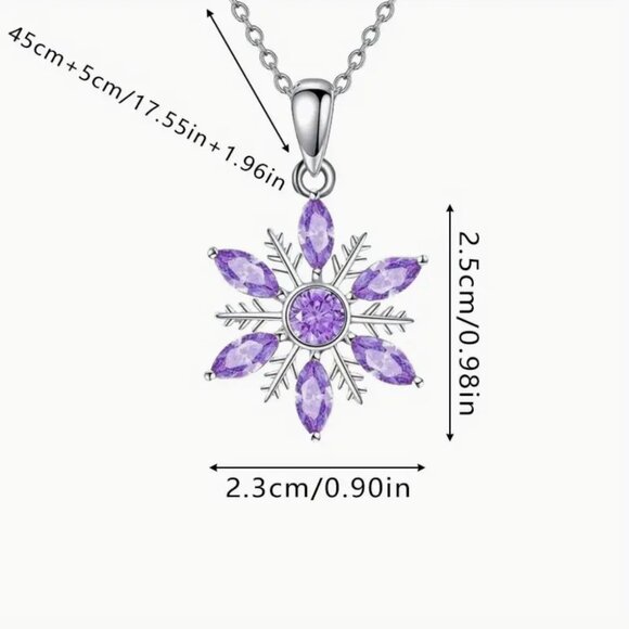 Snowflake Purple Crystal Jewelry Set Necklace & Earrings - Picture 2 of 3